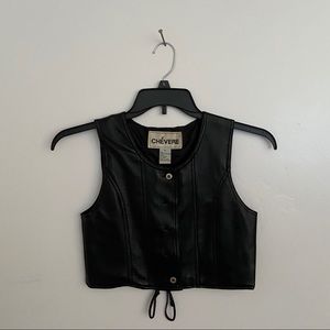 Black faux leather vest